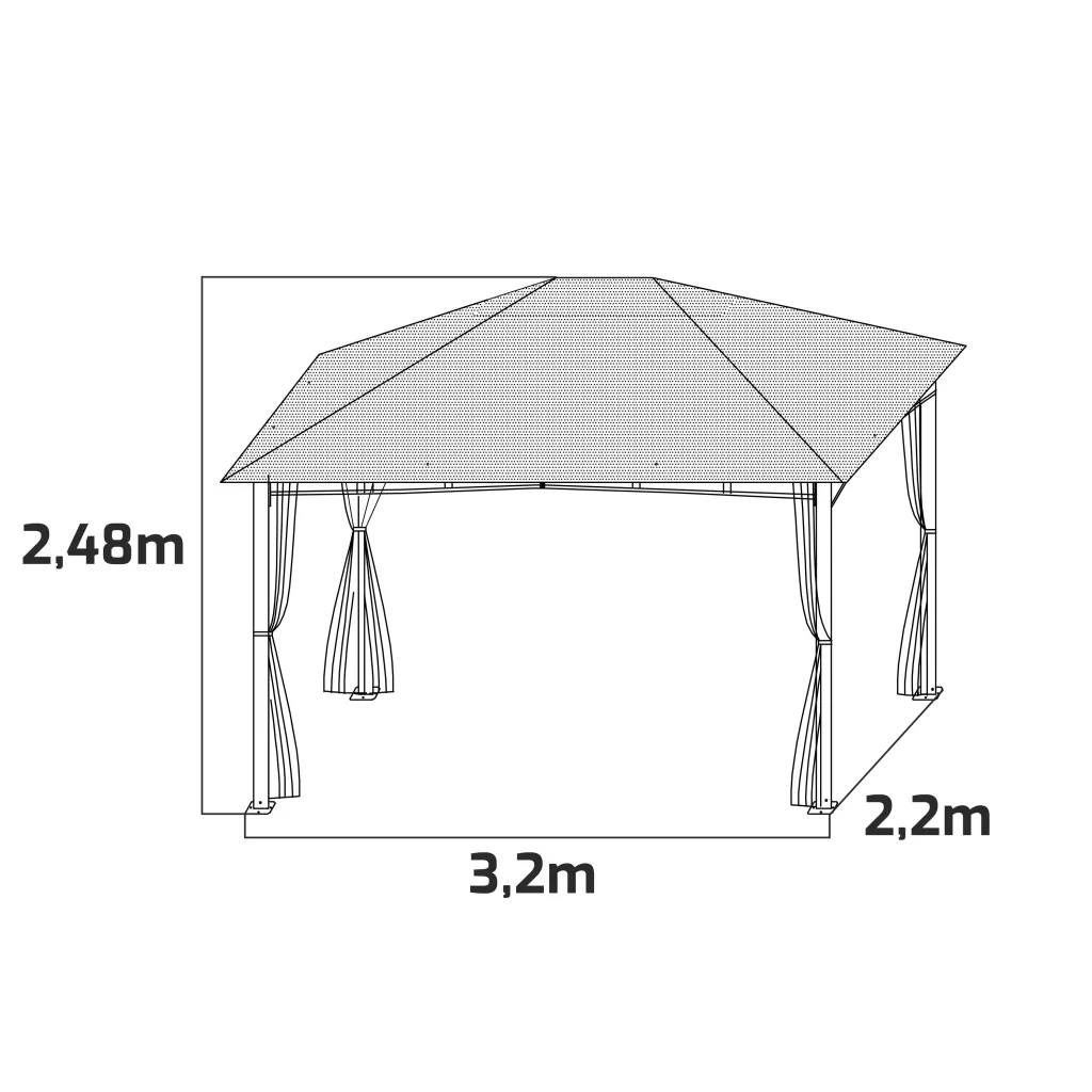 Beusi - gazebo da giardino 3x2 mt in ferro con telo di copertura in poliestere e 4 zanzariere laterali con cerniere e lacci - Image 5