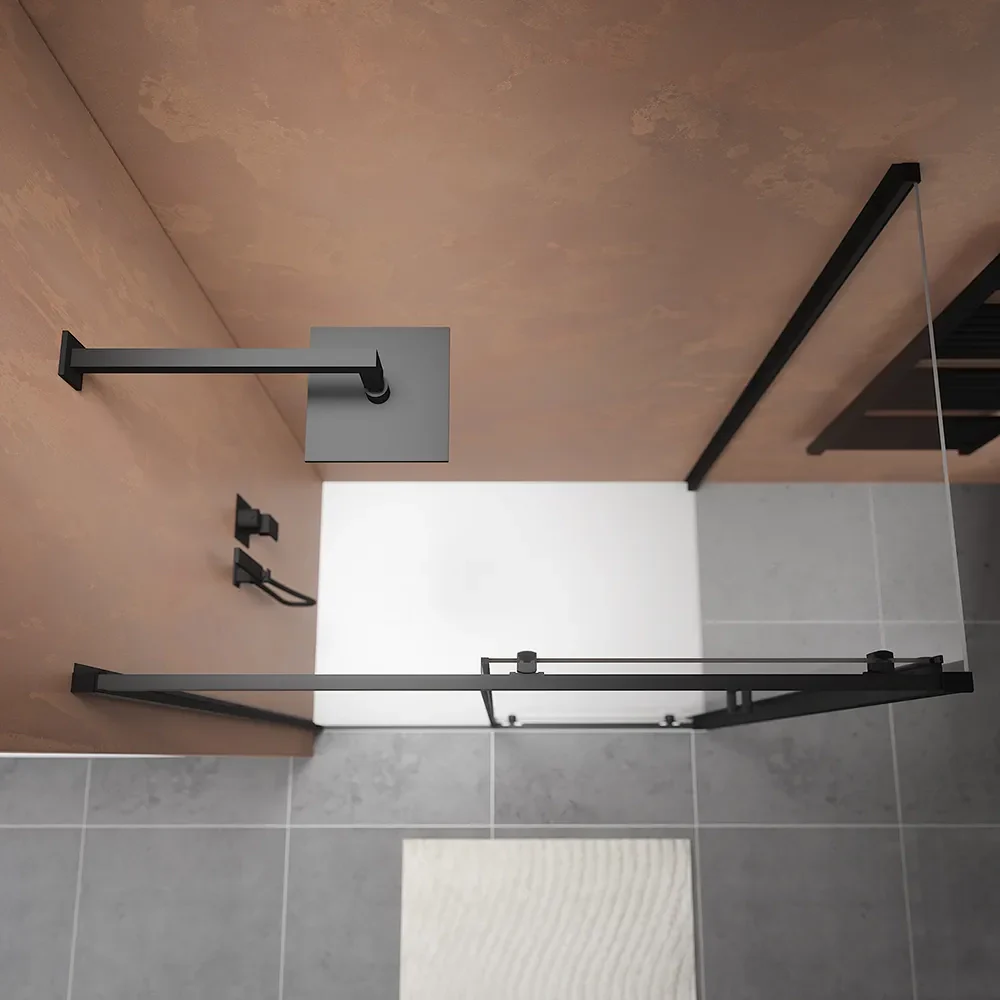 Box doccia 120x70 cm  scorrevole vetro 6mm trasparente profili nero opaco h185 | Tonga - Image 2