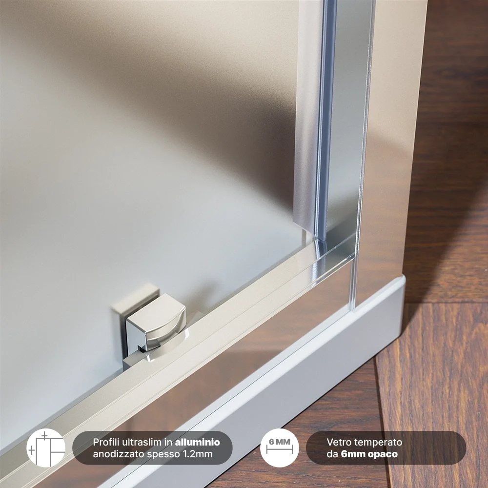 Box doccia 150x100 cm con apertura scorrevole vetro 6mm opaco h195 cm | Aruba - Image 6