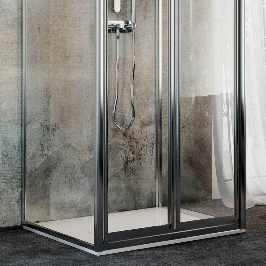 Box Doccia 3 lati 90x70x90CM H185 Cristallo Trasparente 2 Fissi+Saloon 2 Ante Battente 70 mod. Clint - Image 5