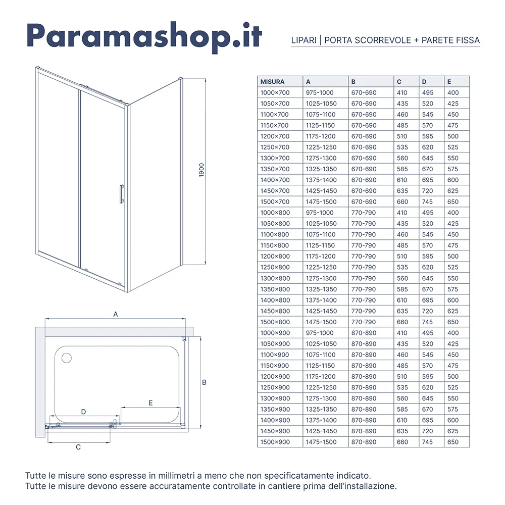 Box doccia 80x100 cm scorrevole vetro 6mm fumé profili nero opaco | Lipari - Image 2
