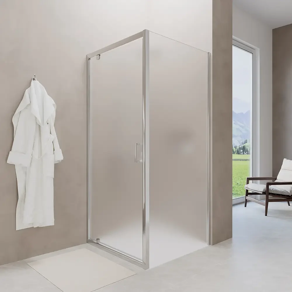 Box doccia 90x80 cm angolare apertura a battente vetro 6mm opaco | Apulia