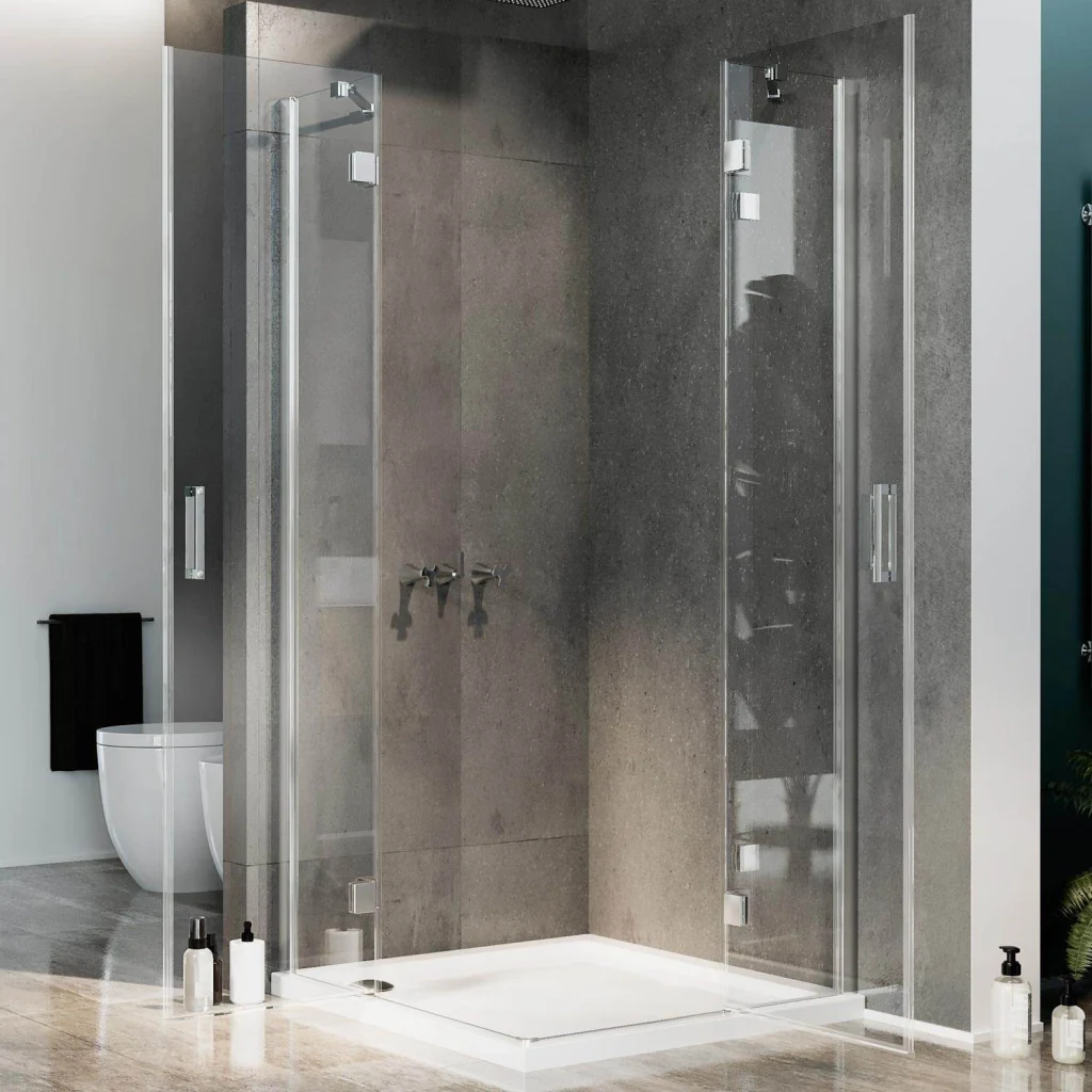 Box Doccia 90x90 CM H190 Trasparente con Easyclean mod. Flip Anta + Anta Ap. Battente - Image 3