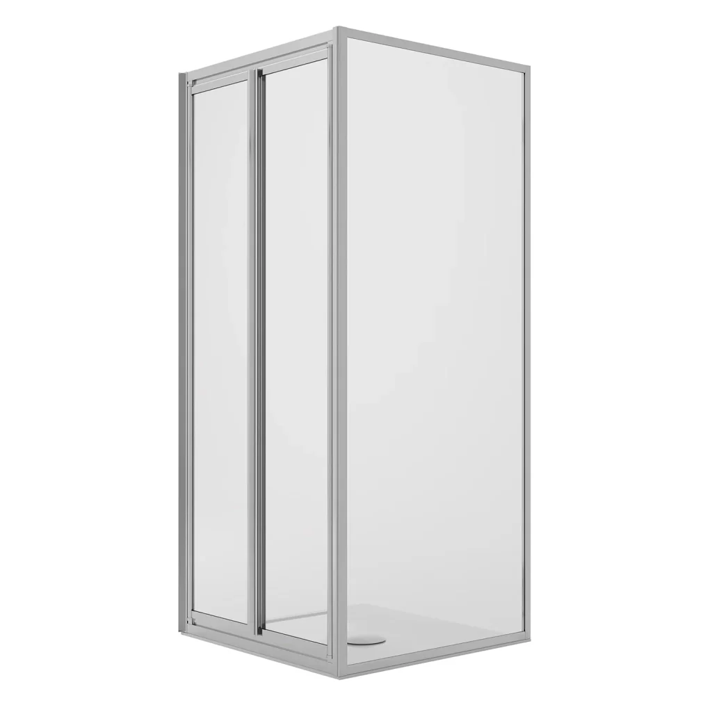 Box Doccia Angolare 70x90CM H185 Cristallo Trasparente Fisso+Saloon 2 Ante Battente 70 mod. Clint
