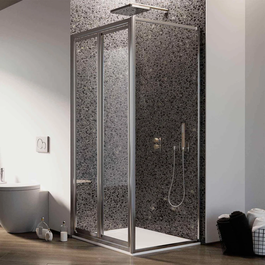 Box Doccia Angolare 70x90CM H185 Cristallo Trasparente Fisso+Saloon 2 Ante Battente 70 mod. Clint - Image 2