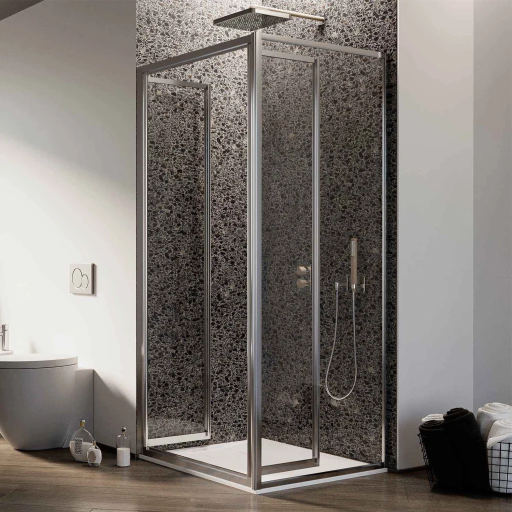 Box Doccia Angolare 70x90CM H185 Cristallo Trasparente Fisso+Saloon 2 Ante Battente 70 mod. Clint - Image 3