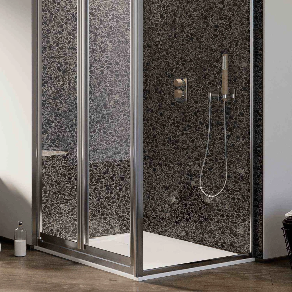 Box Doccia Angolare 70x90CM H185 Cristallo Trasparente Fisso+Saloon 2 Ante Battente 70 mod. Clint - Image 5