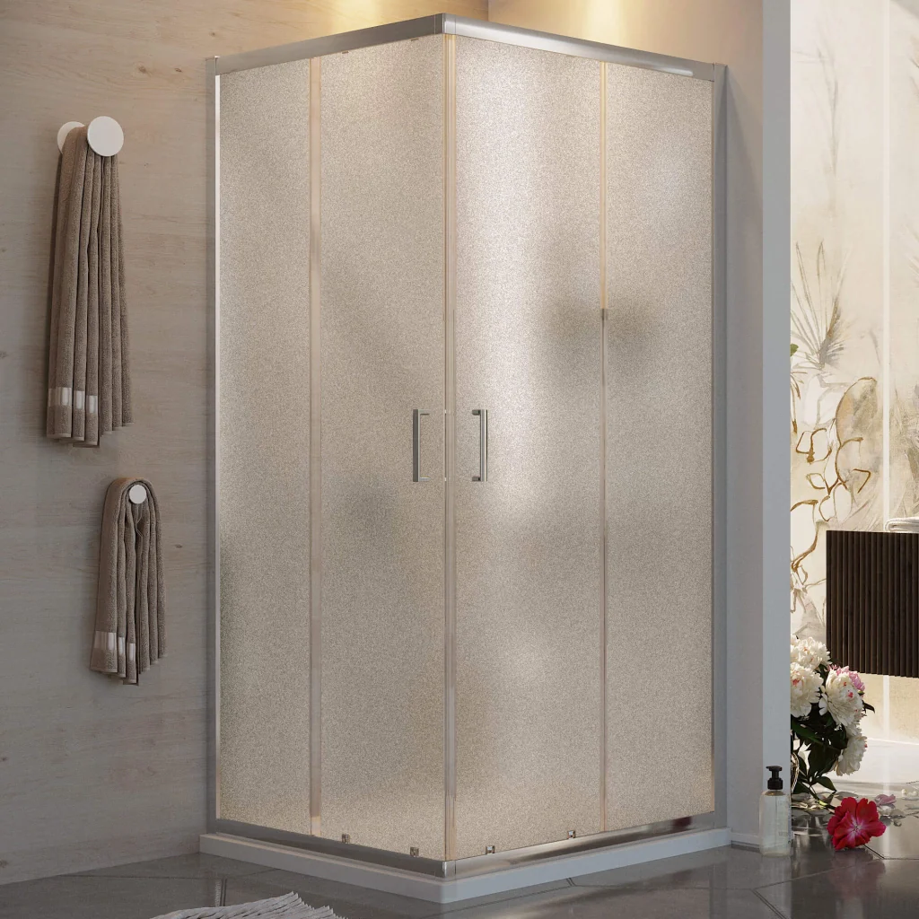 Box Doccia Angolare 75x80 cm 2 Ante Scorrevoli in Cristallo Opaco 6mm H185 Fosterberg Dragor - Image 2