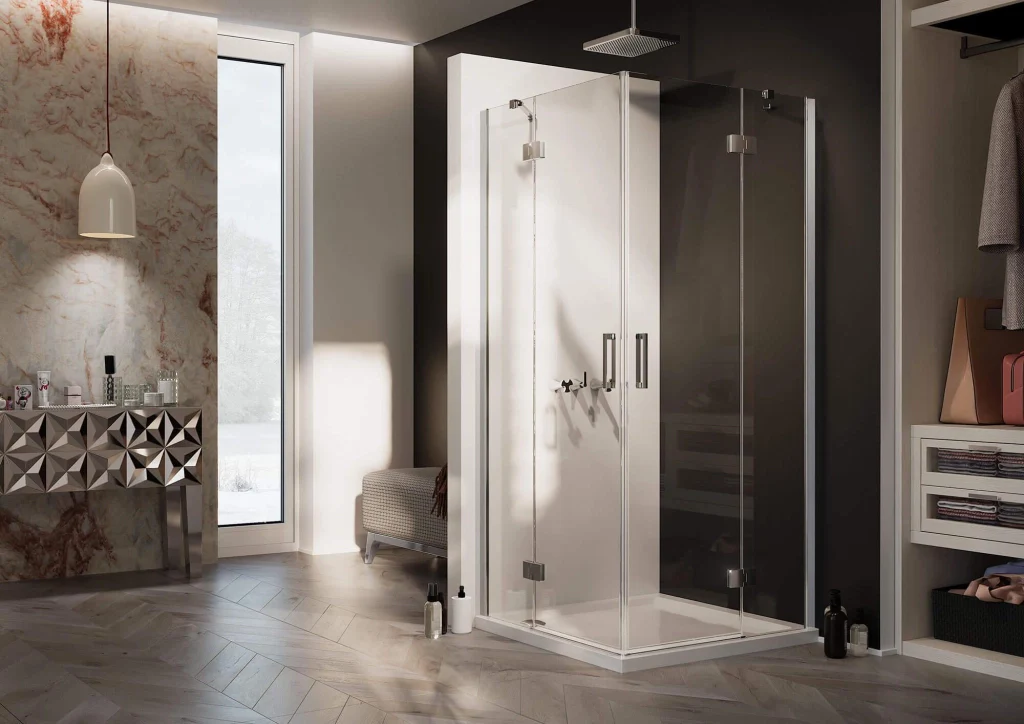 Box Doccia Angolare 80x120 cm 2 Ante Battenti in Cristallo Trasparente 6mm H190 Fosterberg Herning - Image 3
