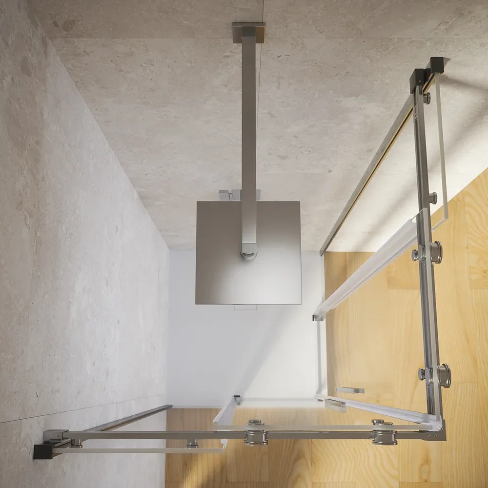 Box doccia angolare 90x90cm due ante scorrevoli  vetro 8mm trasparente profili cromati h195 | Creta - Image 2