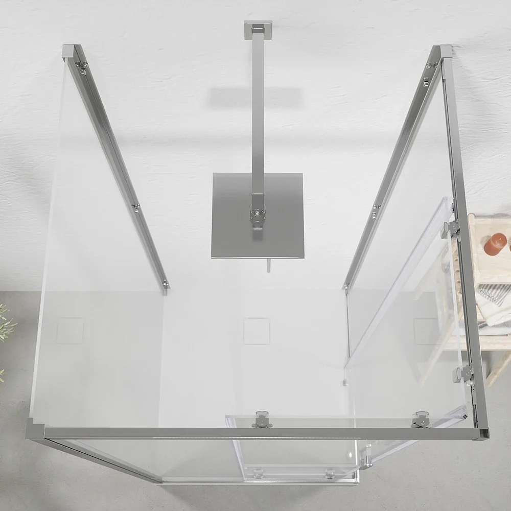 Box doccia cromato 3 lati 70x100x70 cm con doppio scorrevole h190 cm e vetro trasparente 6 mm | Tremiti - Image 2