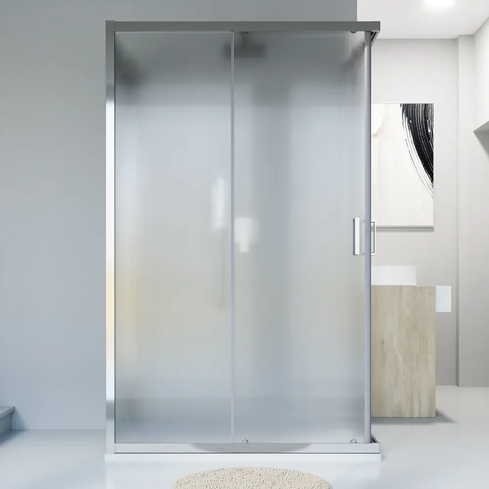 Box doccia cromato 3 lati 70x70x70cm con doppio scorrevole e vetro 6mm stampato h185cm | Tonga - Image 3