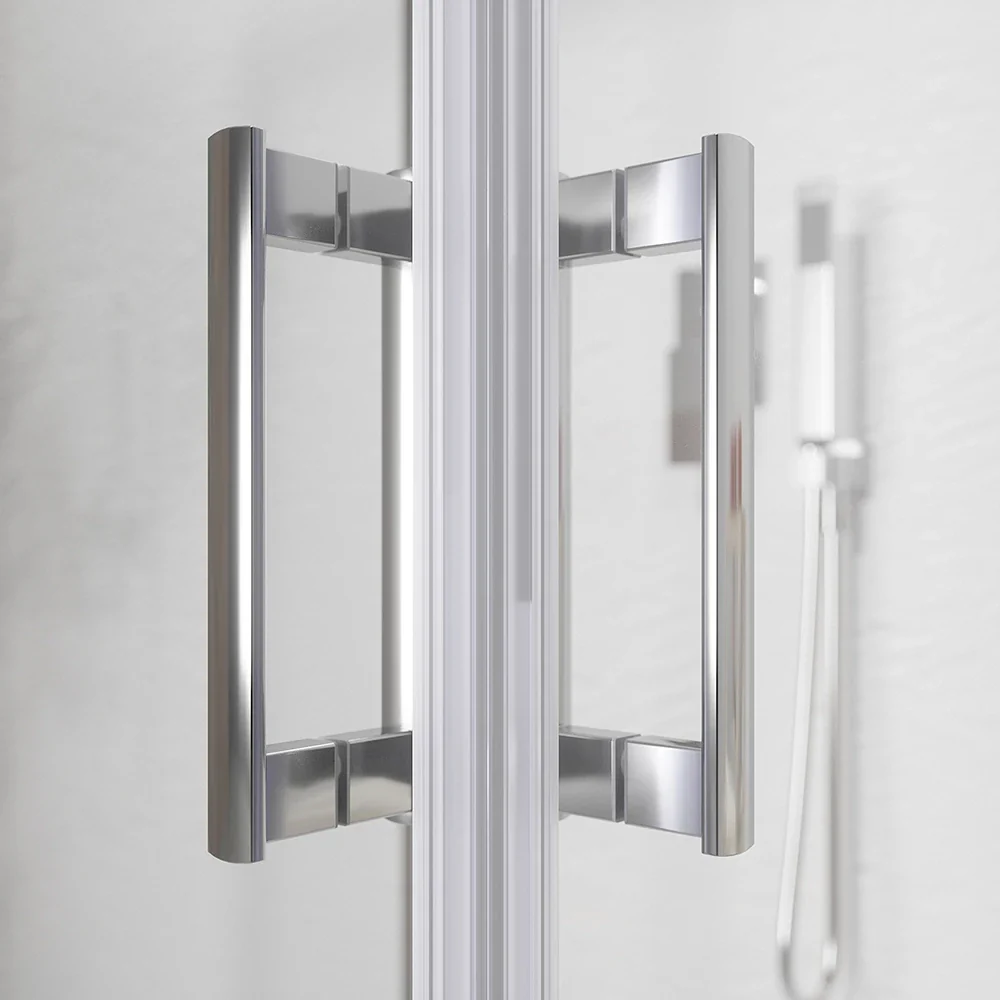 Box doccia cromato 3 lati 70x90x70 cm con doppio scorrevole h190 cm e vetro trasparente 6 mm | Tremiti - Image 5