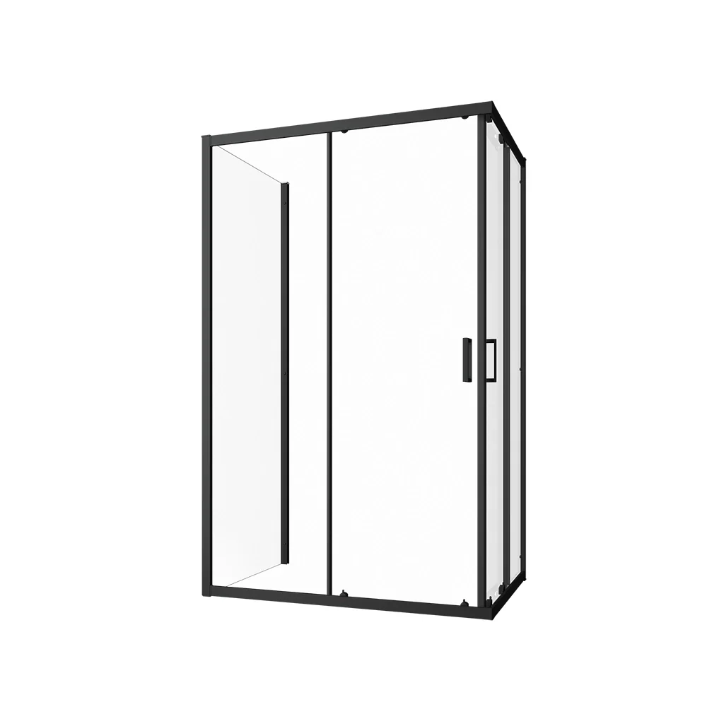 Box doccia nero opaco 3 lati 80x90x80cm con doppio scorrevole e vetro 6mm trasparente h185cm | Tonga - Image 8