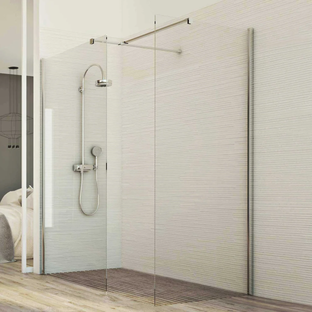 Box doccia Parete 75x120 CM in vetro trasparente 8mm mod. Walk in Corner H198 - Image 6