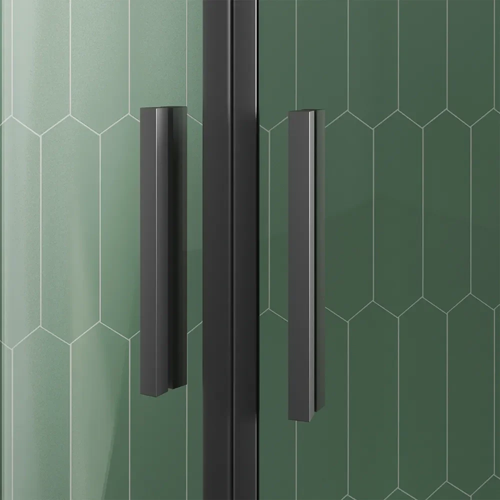 Box doccia semicircolare 80x80cm profili nero opaco slim vetro 6mm trasparente h190 | Portofino - Image 6