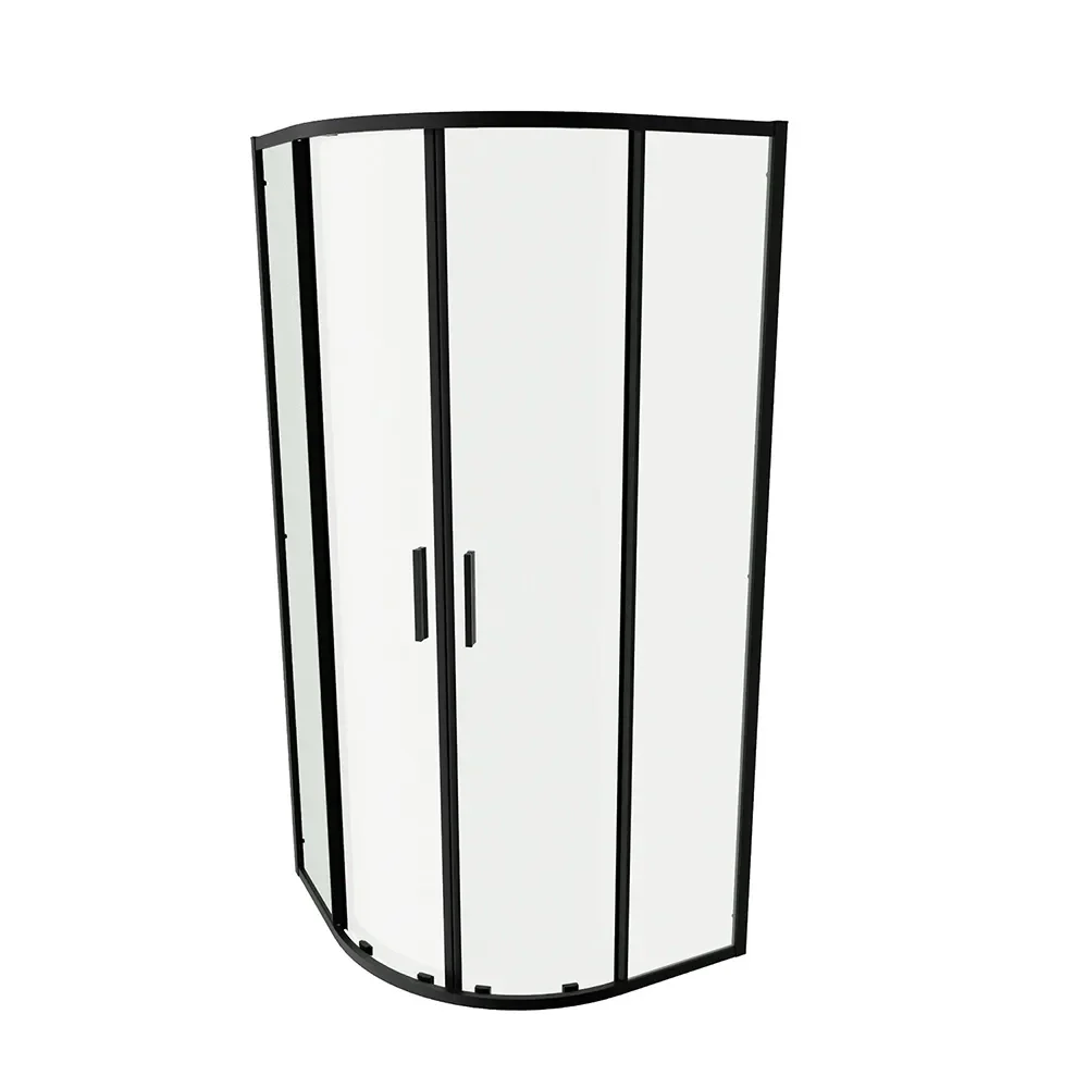 Box doccia semicircolare 80x80cm profili nero opaco slim vetro 6mm trasparente h190 | Portofino - Image 7