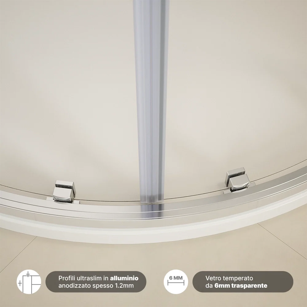 Box doccia semicircolare 80x80cm vetro 6mm trasparente | Aruba - Image 4