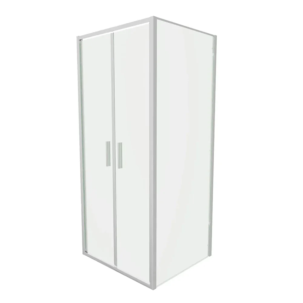 Box doccia slim 70x70cm con porta saloon e parete fissa profili cromati e vetro 6mm trasparente h190| Portofino - Image 7