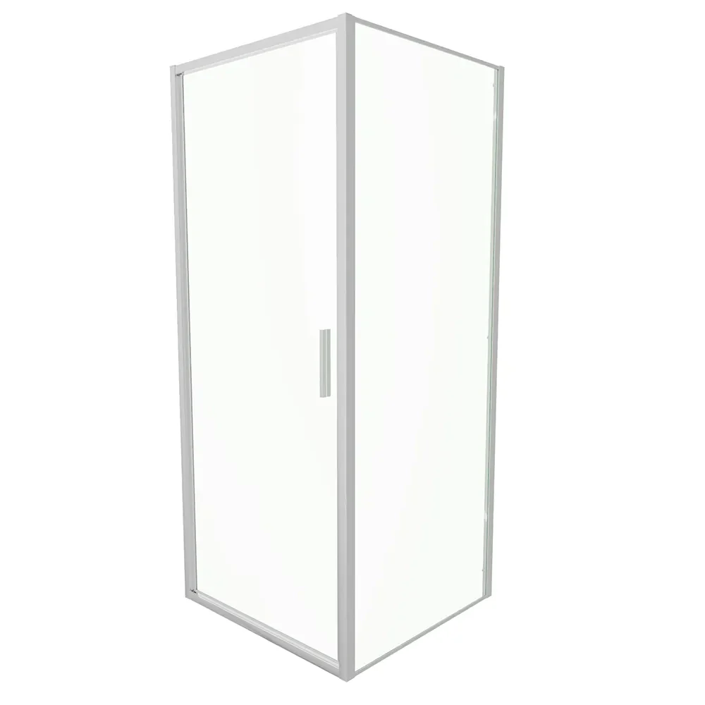 Box doccia slim 80x70cm con porta a battente e parete fissa profili cromati e vetro 6mm trasparente h190| Portofino - Image 7