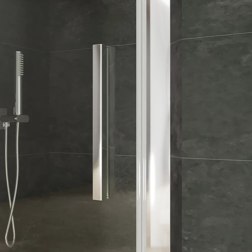 Box doccia slim 90x70cm con porta a battente e parete fissa profili cromati e vetro 6mm trasparente h190| Portofino - Image 6