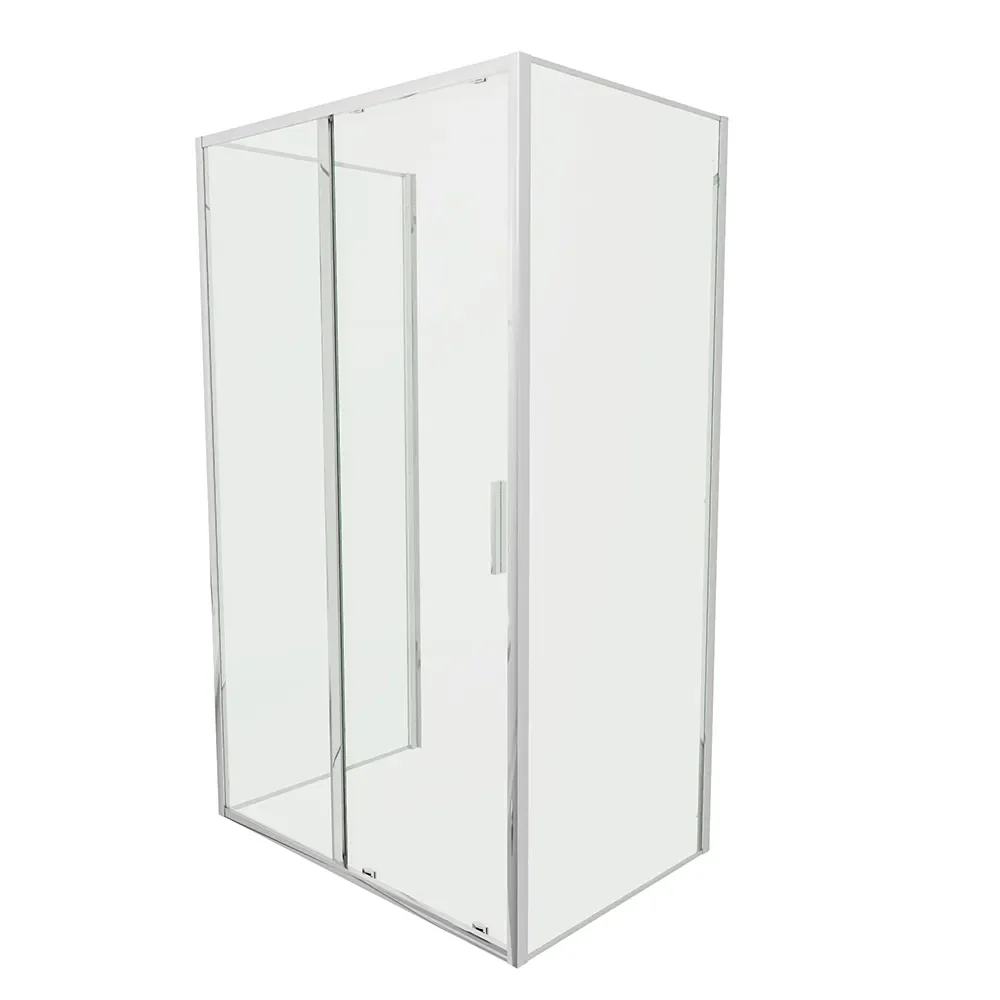 Box doccia tre lati 70x150x70cm con porta scorrevole profili cromati e vetro 6mm trasparente h190 | Portofino - Image 7