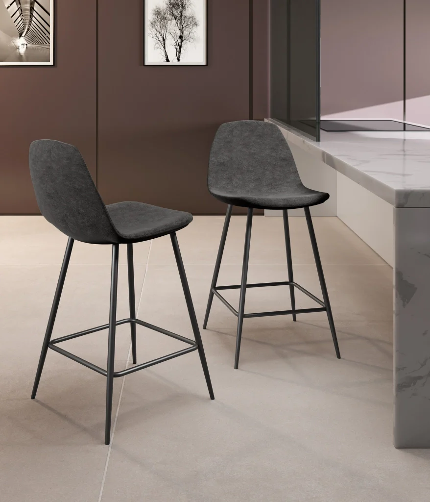 Sedia Brigitte Grigio Vintage - Sedia in Similpelle Imbottita con Struttura in Metallo Antracite - Design Moderno Industriale - Stones