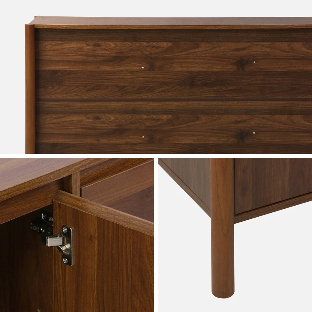 Credenza decorazione legno 3 ante 140cm, noce - Image 5