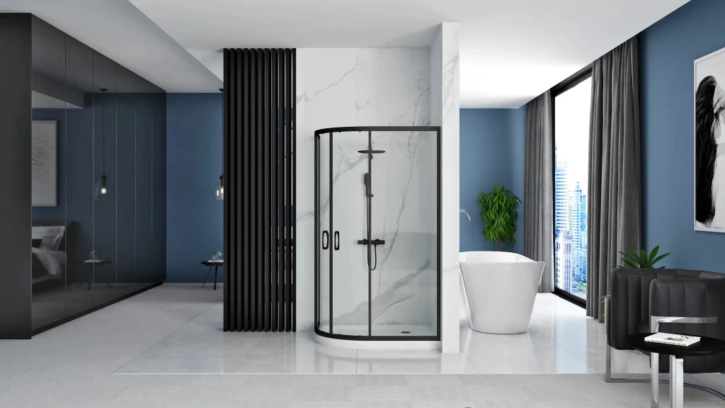 Cabina Doccia Rea Look Black 80x100 + Piatto Doccia Look White sinistra - Image 3