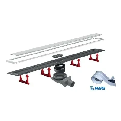 Canalina doccia a pavimento 55 cm con cover piastrellabile in acciaio inox e scarico incluso - Image 2