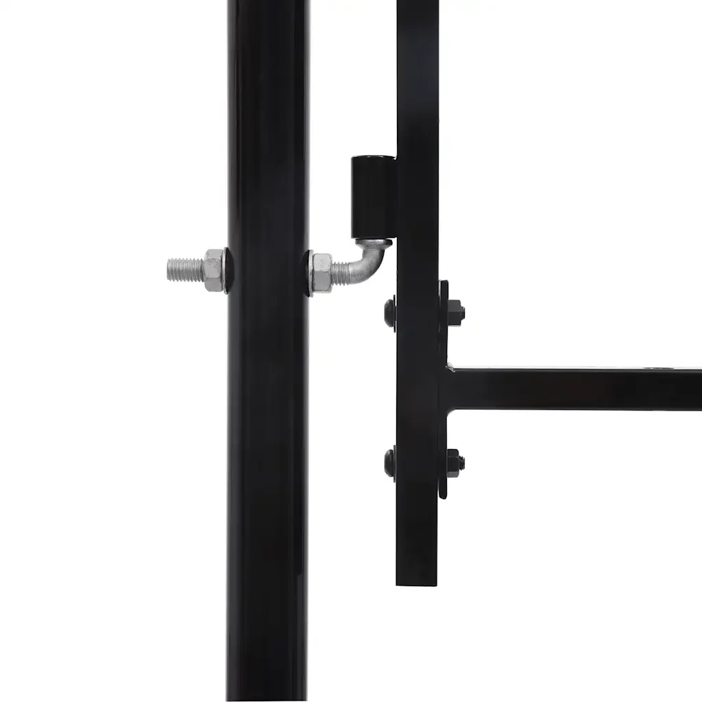 Cancello per recinzione BOXTEL porta singola con parte superiore ad arco in acciaio 1x2 m Nero 145744 - Image 5