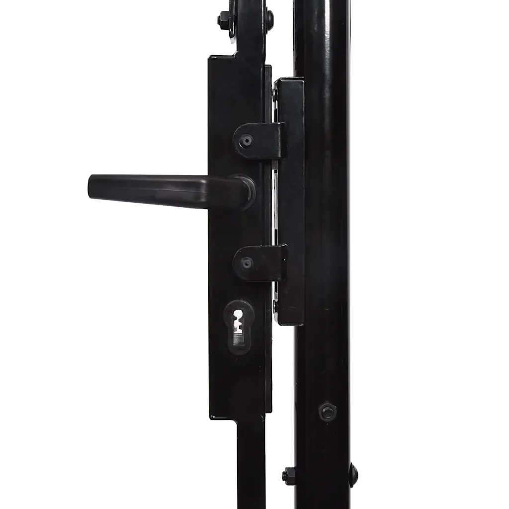 Cancello per recinzione BOXTEL porta singola con parte superiore ad arco in acciaio 1x2 m Nero 145744 - Image 6