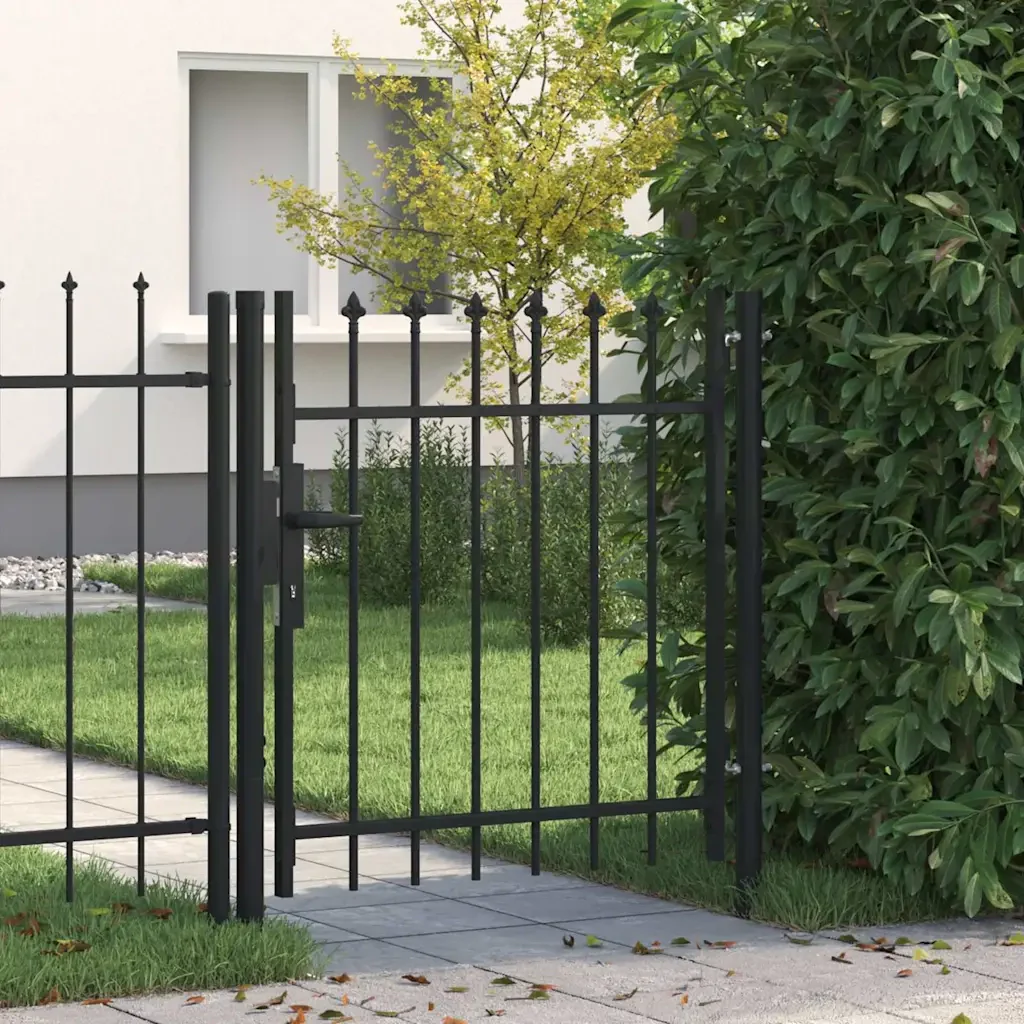 Cancello per recinzione BOXTEL porta singola con punta in acciaio 1x1 m Nero 146032