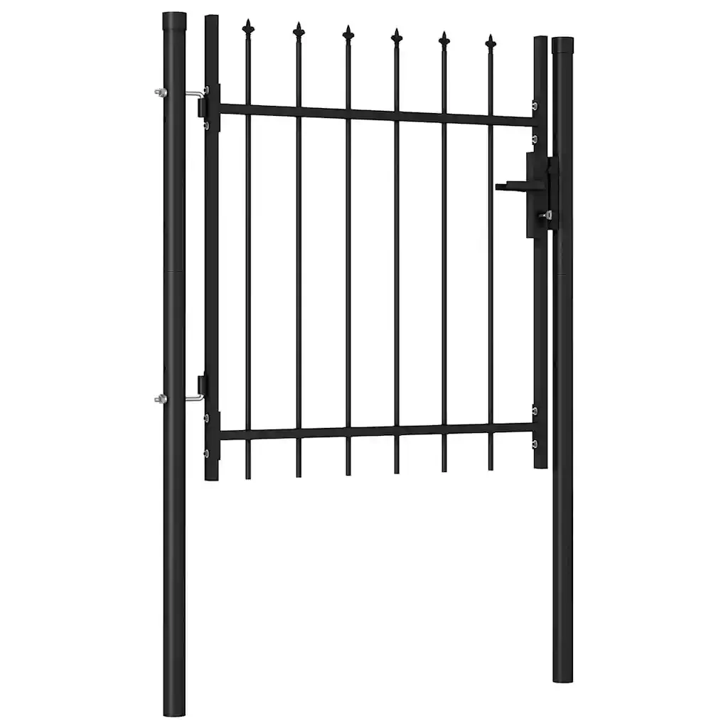 Cancello per recinzione BOXTEL porta singola con punta in acciaio 1x1 m Nero 146032 - Image 2