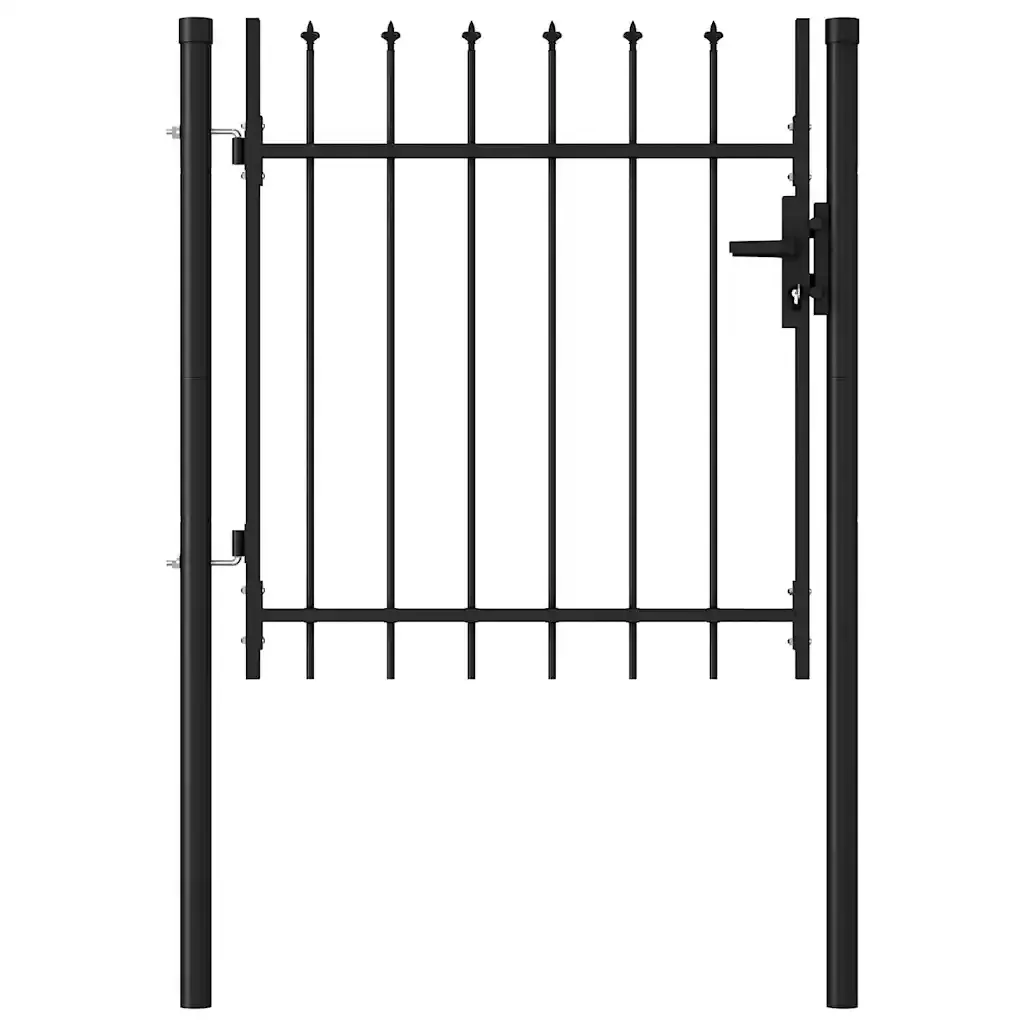 Cancello per recinzione BOXTEL porta singola con punta in acciaio 1x1 m Nero 146032 - Image 4