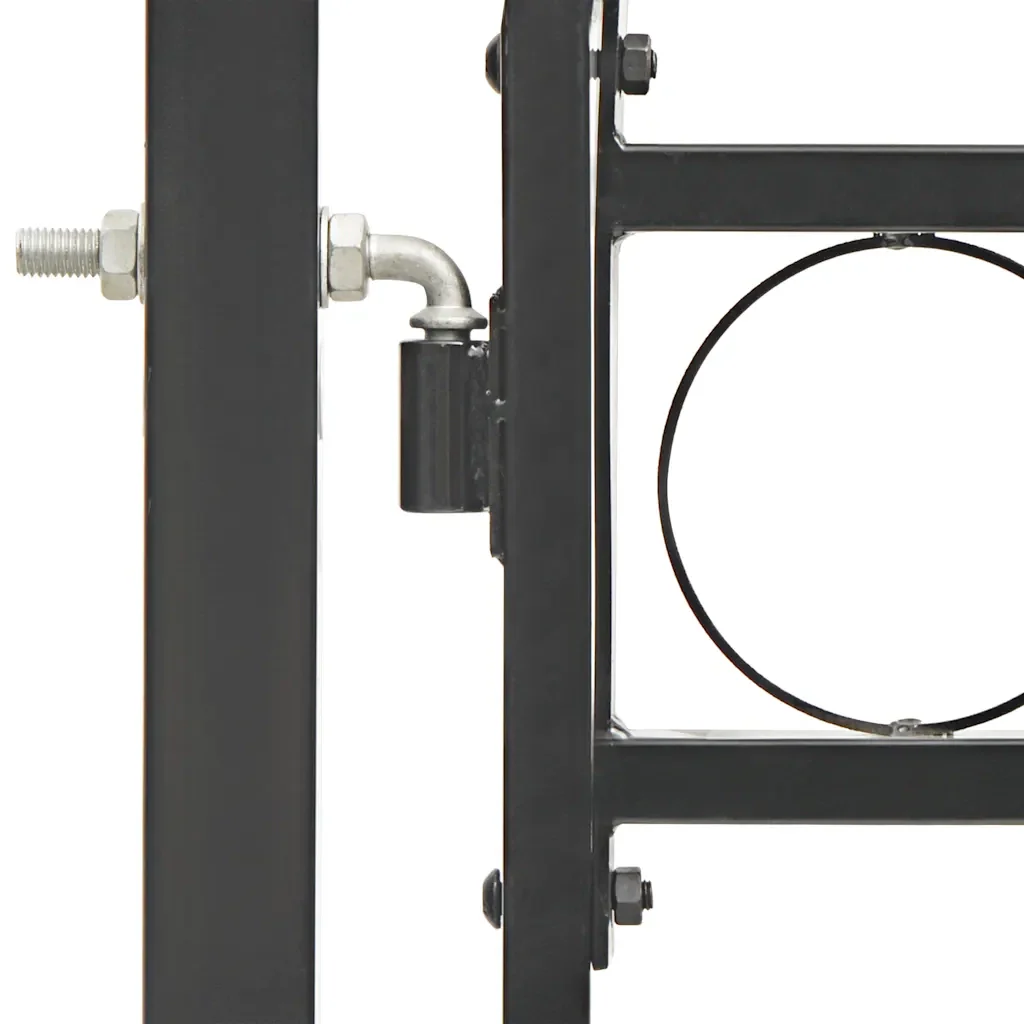 Cancello per recinzione ASSEN con parte superiore ad arco in acciaio 102x125 cm Nero 143085 - Image 5