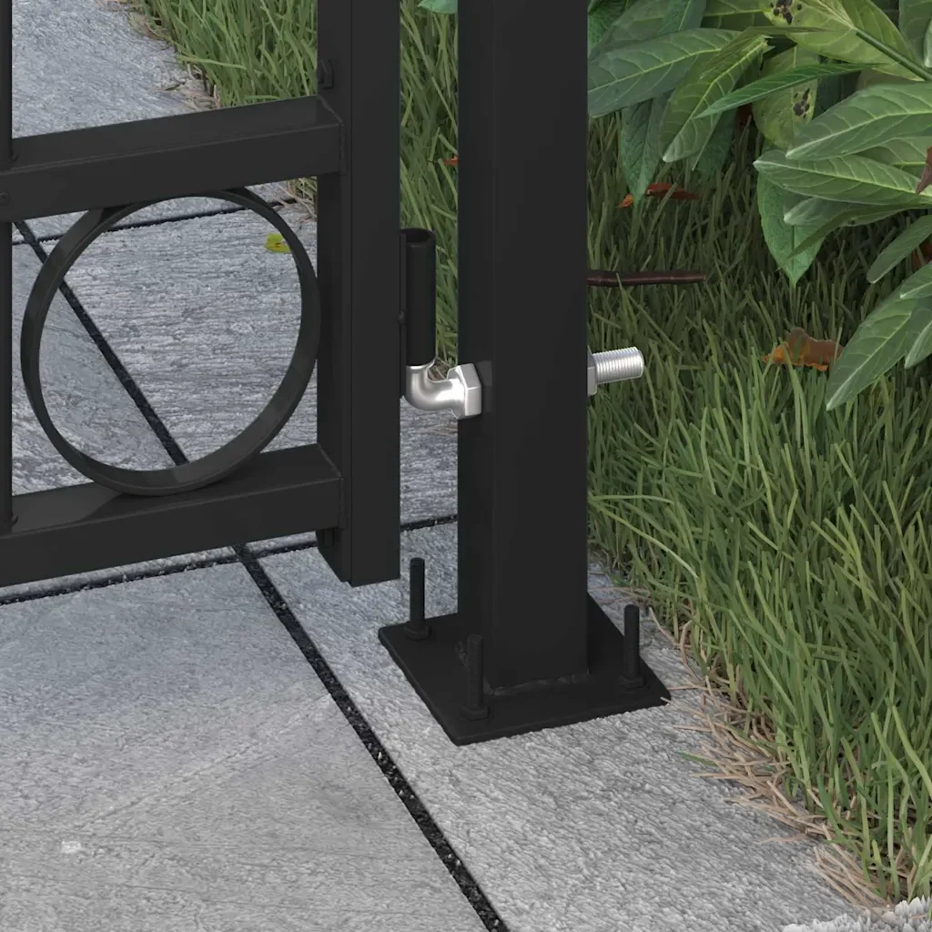 Cancello per recinzione ASSEN con parte superiore ad arco in acciaio 89x200 cm Nero 145750 - Image 3