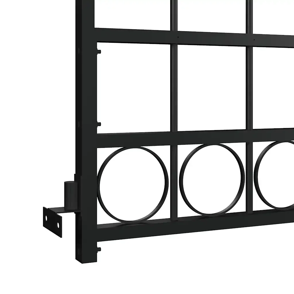Cancello per recinzione ASSEN con parte superiore ad arco in acciaio 89x200 cm Nero 145750 - Image 6