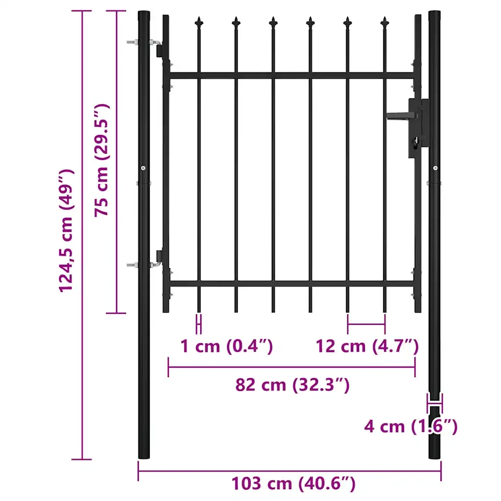 Cancello per recinzione BOXTEL con punta a lancia 100x75 cm 144358 - Image 7