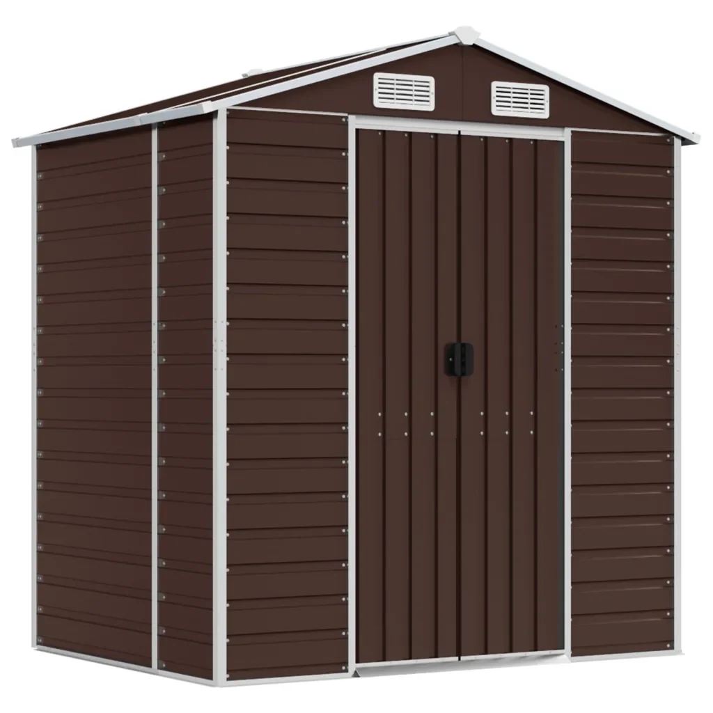 Capanno da Giardino Marrone 191x130x198 cm in Acciaio Zincatocod mxl 98478 - Image 2