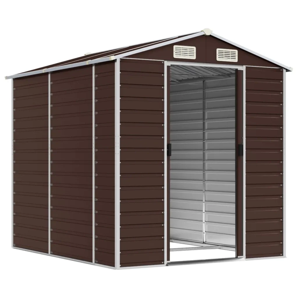 Casetta da giardino marrone 191x215x198 cm in acciaio zincato 3188265 - Image 3