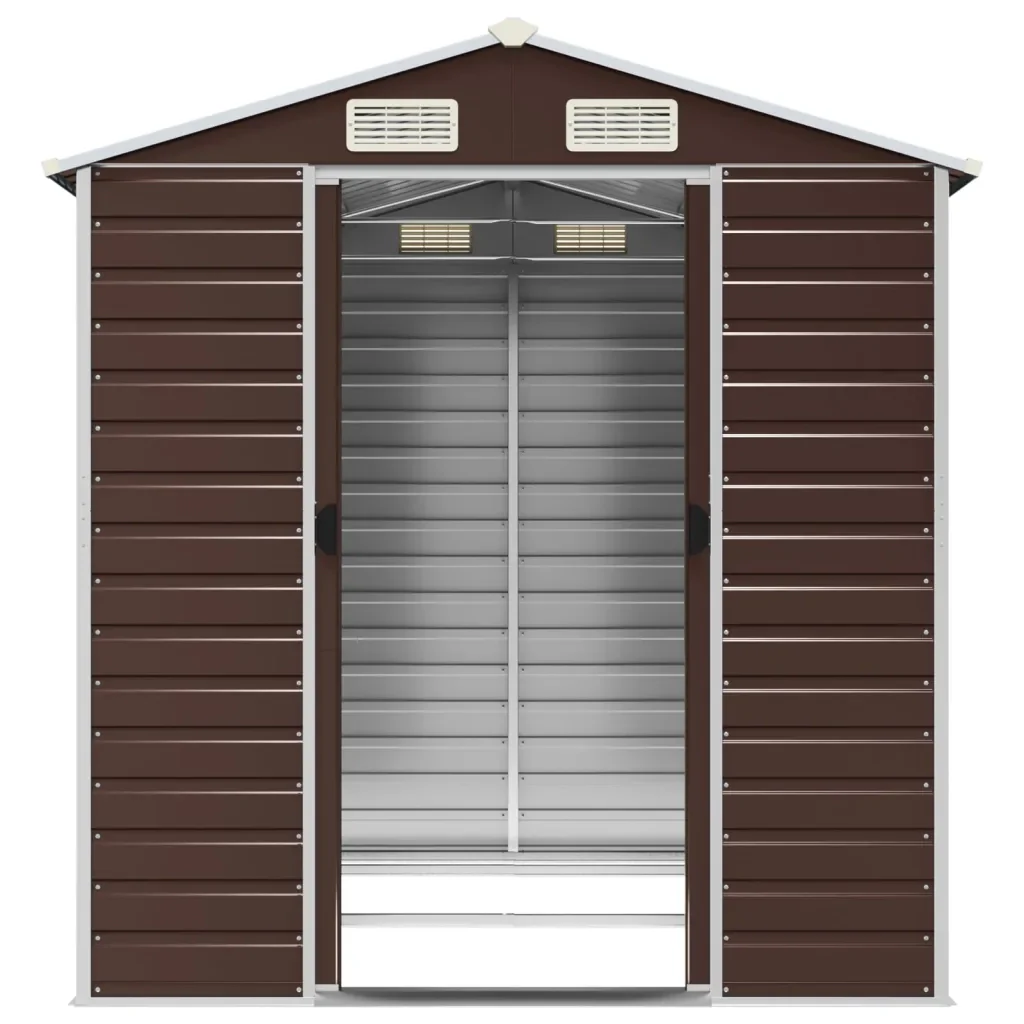 Casetta da giardino marrone 191x215x198 cm in acciaio zincato 3188265 - Image 5