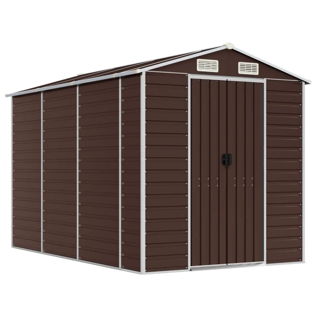 Casetta da giardino marrone 191x300x198 cm in acciaio zincato 3188266 - Image 2