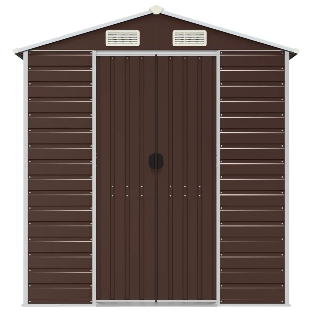 Casetta da giardino marrone 191x300x198 cm in acciaio zincato 3188266 - Image 4