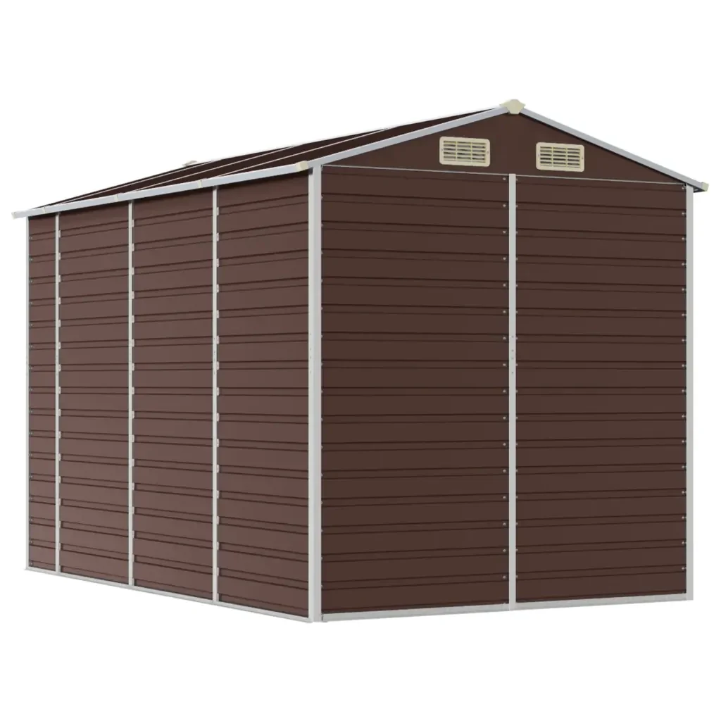 Casetta da giardino marrone 191x300x198 cm in acciaio zincato 3188266 - Image 7