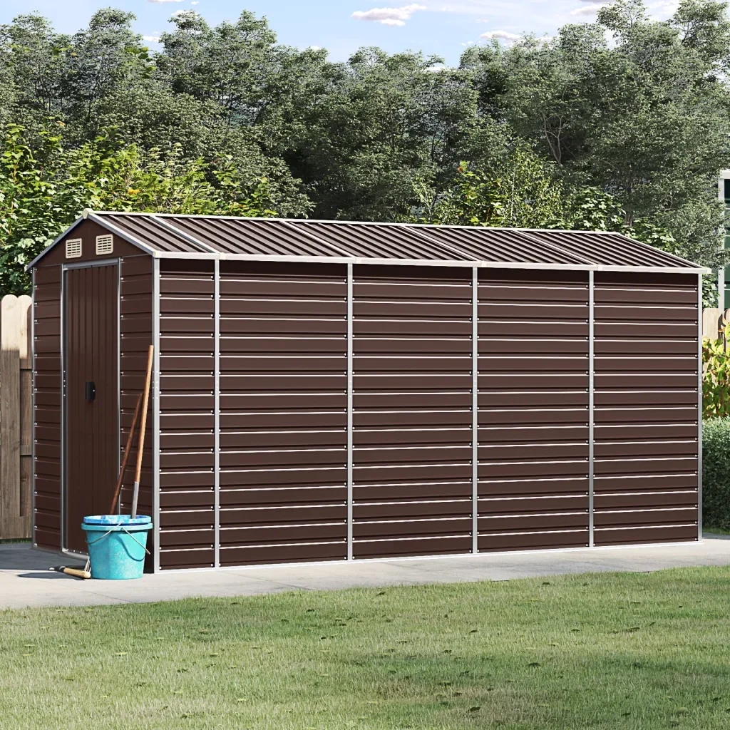 Casetta da giardino marrone 191x385x198 cm in acciaio zincato 3188267