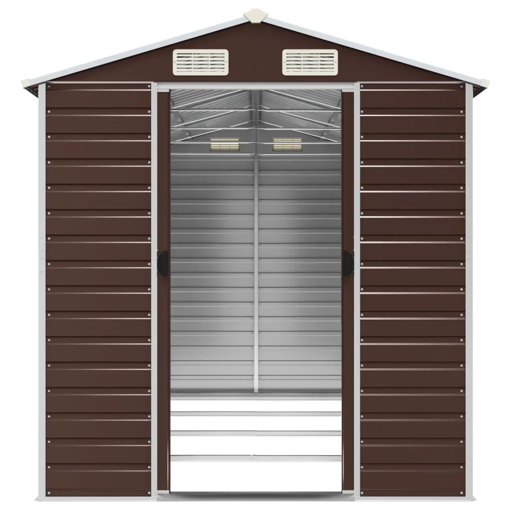 Casetta da giardino marrone 191x385x198 cm in acciaio zincato 3188267 - Image 5