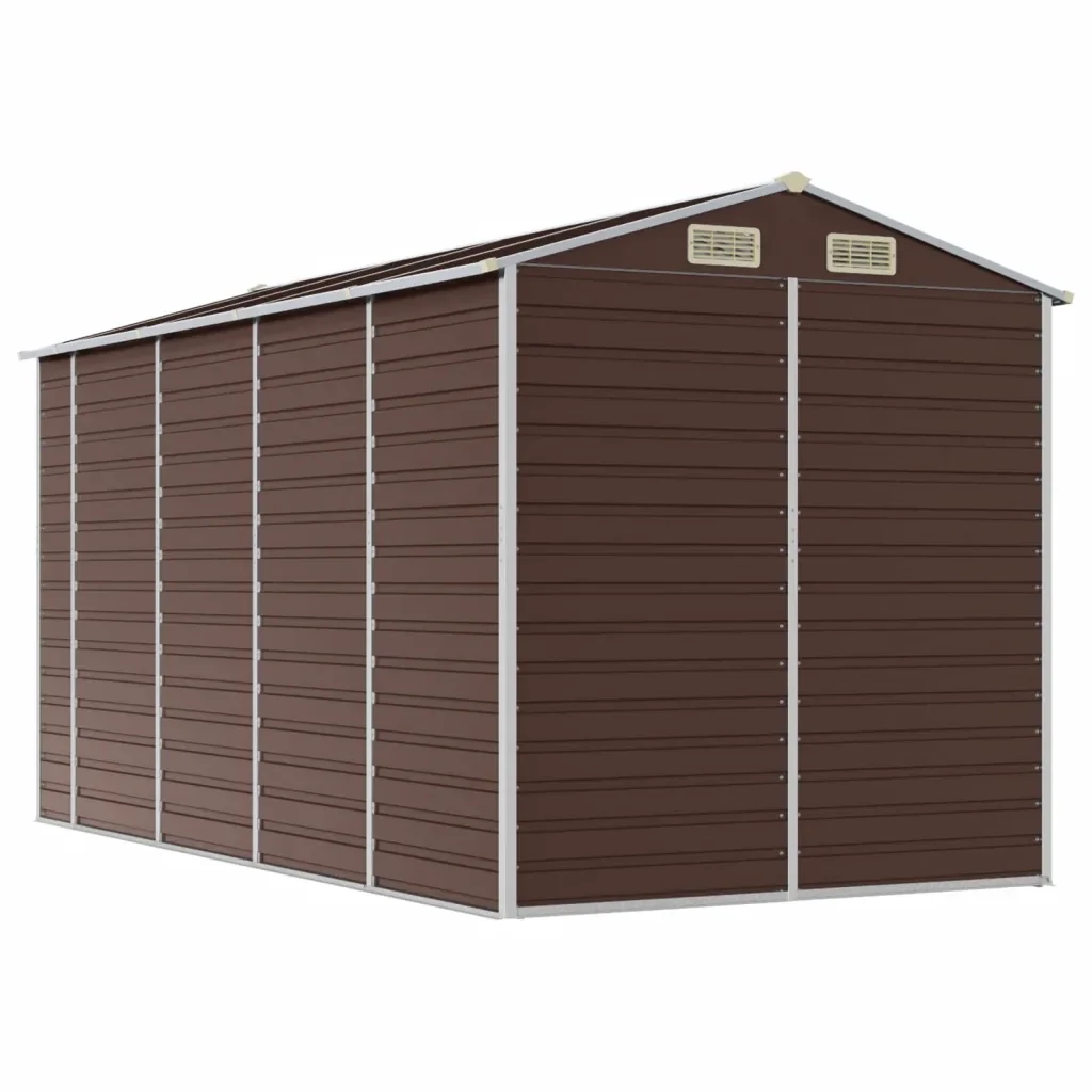 Casetta da giardino marrone 191x385x198 cm in acciaio zincato 3188267 - Image 7