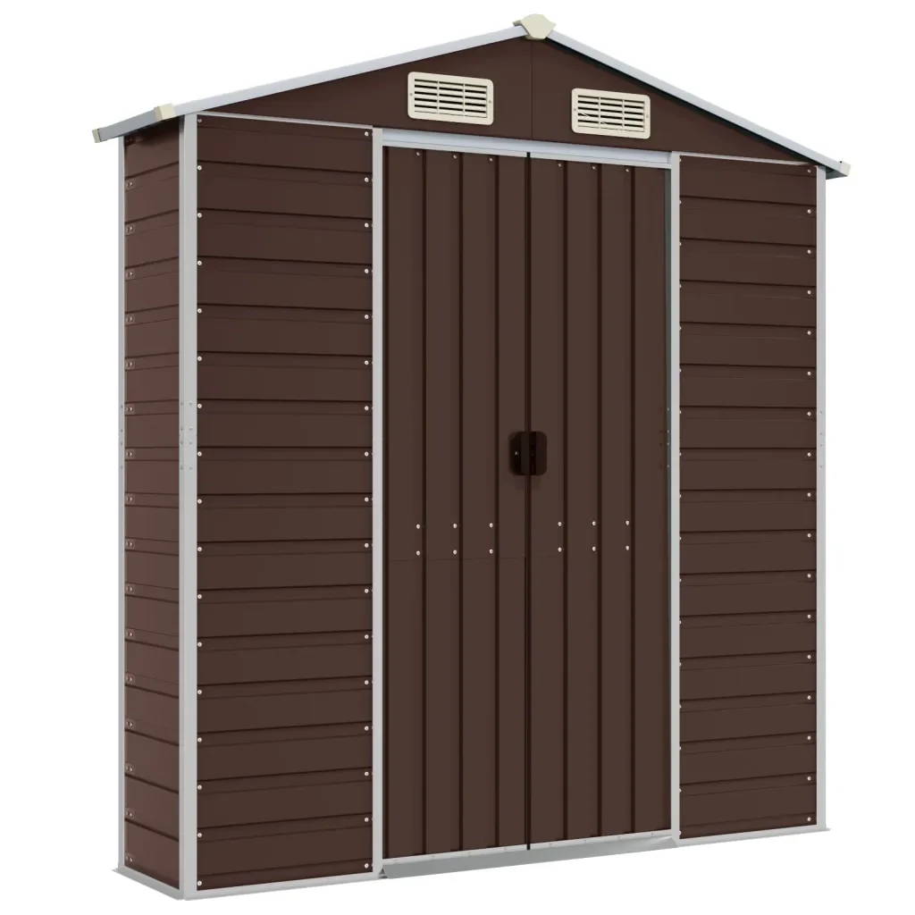 Casetta da giardino marrone 191x385x198 cm in acciaio zincato 3188267 - Image 8