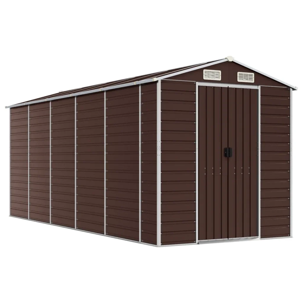 Casetta da giardino marrone 191x470x198 cm in acciaio zincato 3188268 - Image 2